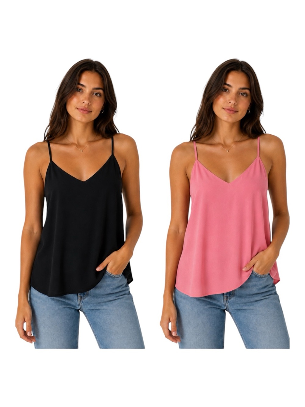 LOFT Outlet bundle of 2 flowy tank tops pink & black women’s large